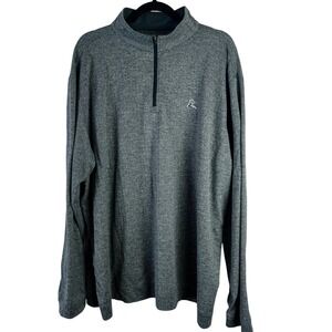 Rhoback Green Herringbone Jacquard Quarter‎ Zip Size 3XL Long Sleeve